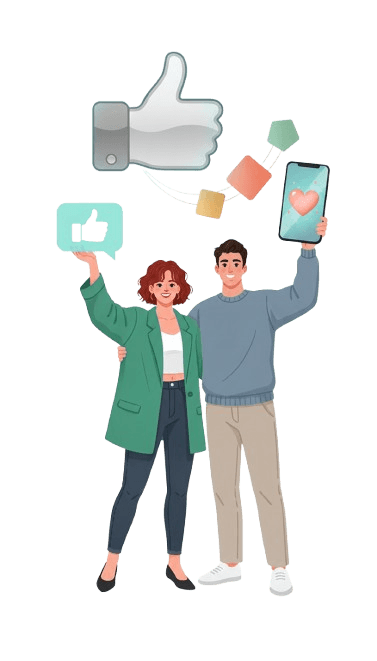 Happy couple with thumbs up